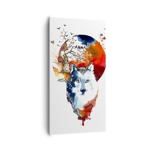 Lærredstryk - Billede på lærred - Næse til næse med natten - 65x120 cm