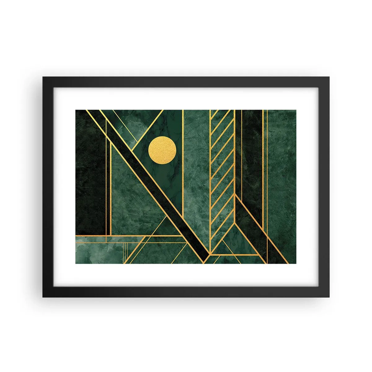Plakat i sort ramme - Dynamikken i guld og azurblå - 40x30 cm