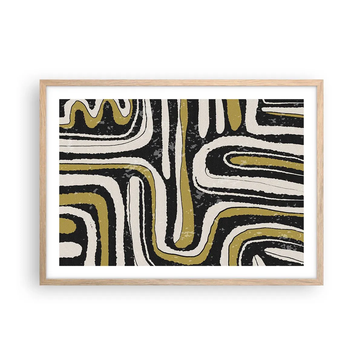 Plakat i ramme af lyst egetræ - Komposition: stier og gyder - 70x50 cm