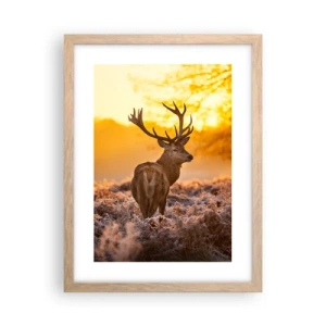 Plakat i ramme af lyst egetræ - Kongen af efterårsskoven - 30x40 cm