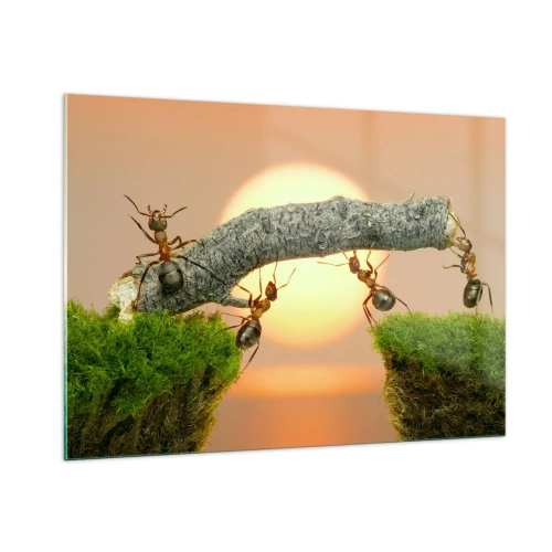 Billede på glas - Glædeligt, fælles arbejde - 100x70 cm