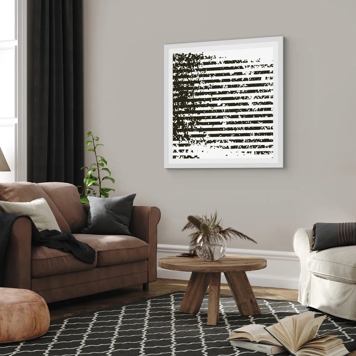 Plakat i hvid ramme - Rytme og støj - 40x40 cm