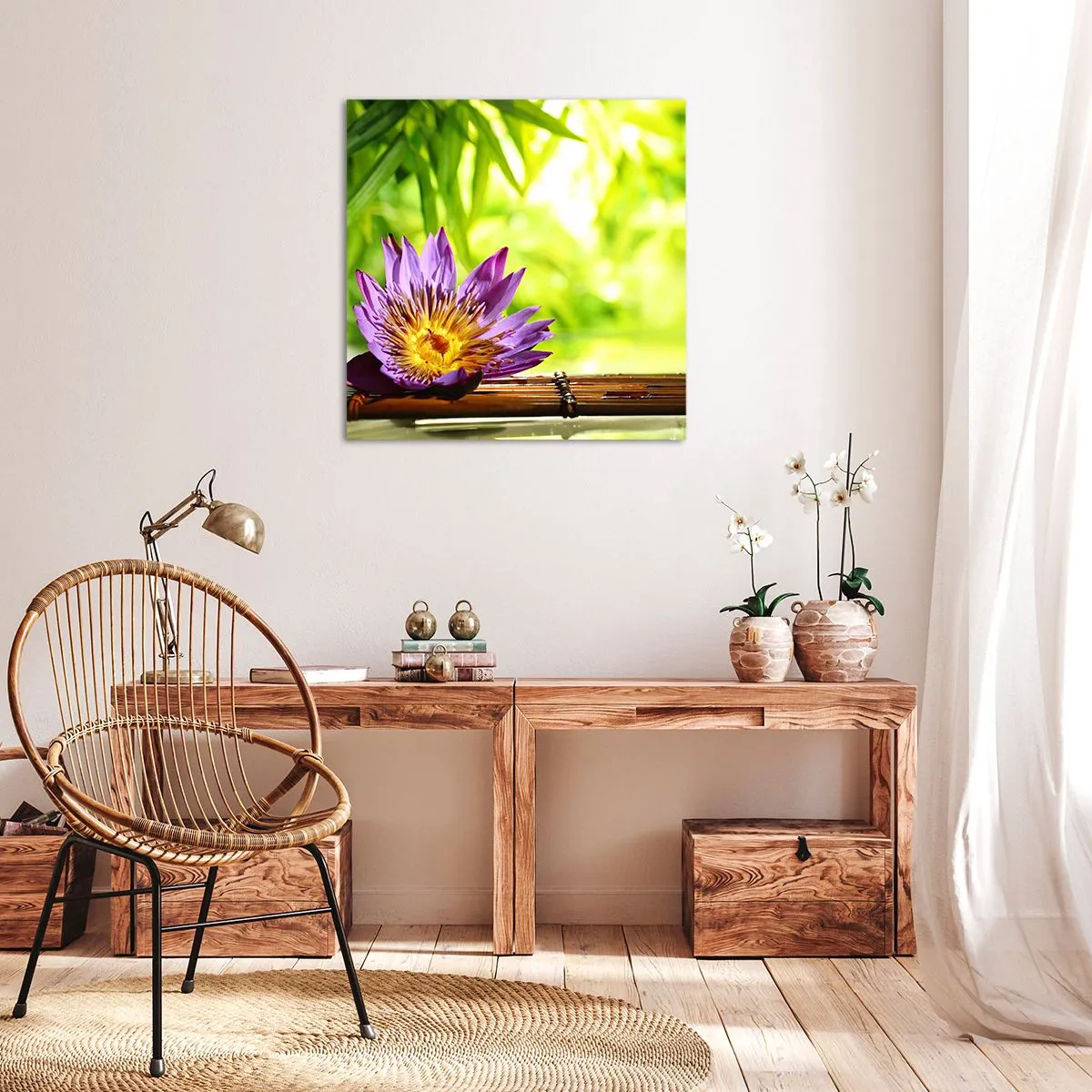 Lærredstryk - Billede på lærred - I det asiatiske solskin - 40x40 cm