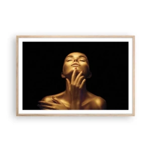 Plakat i ramme af lyst egetræ - Som gylden silke - 91x61 cm