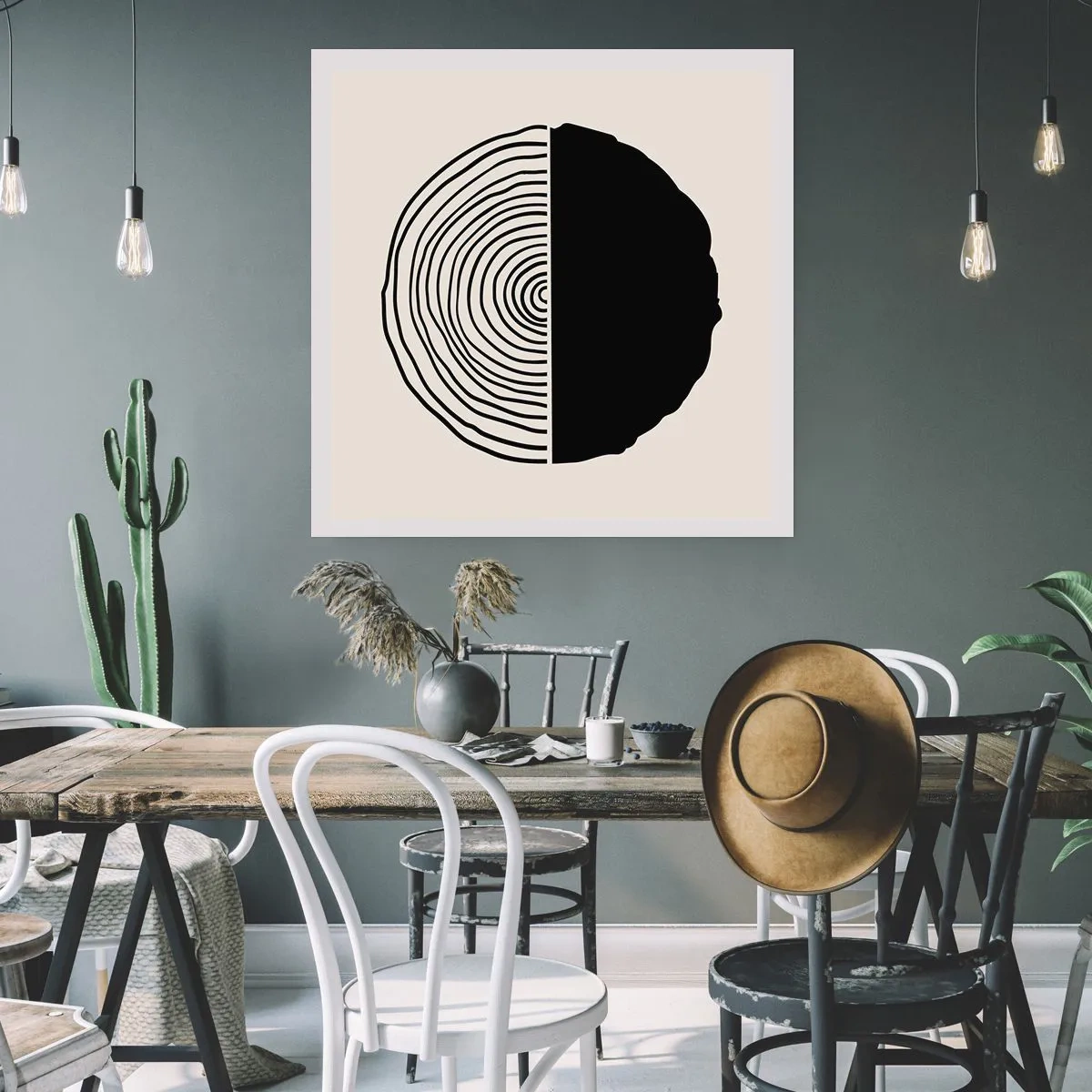 Plakat - Halvt og halvt - 40x40 cm