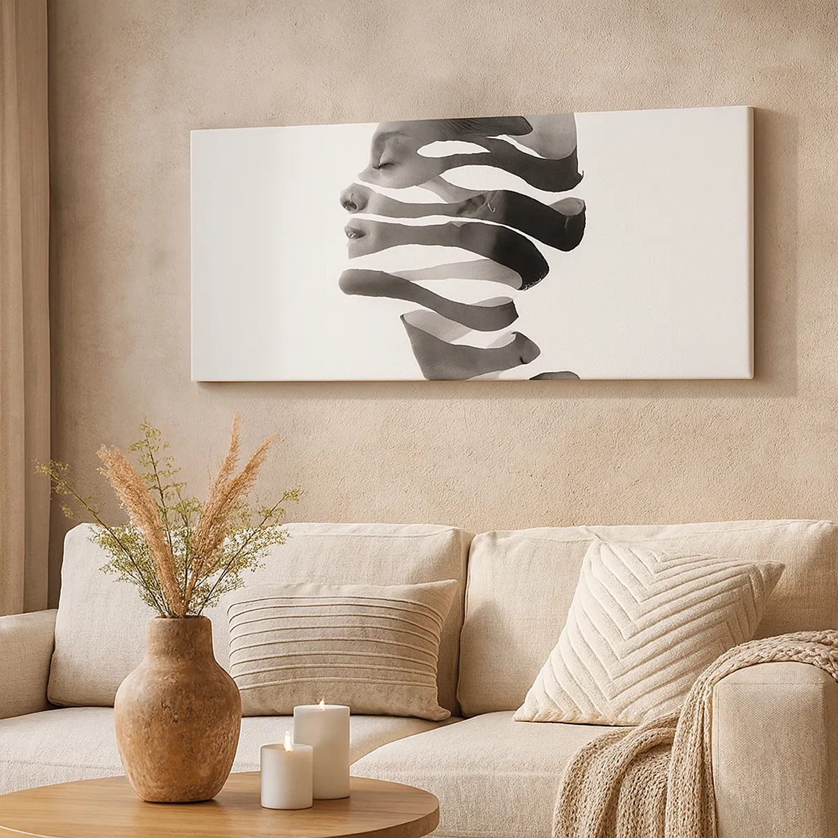 Lærredstryk - Billede på lærred - Et surrealistisk portræt - 30x30 cm