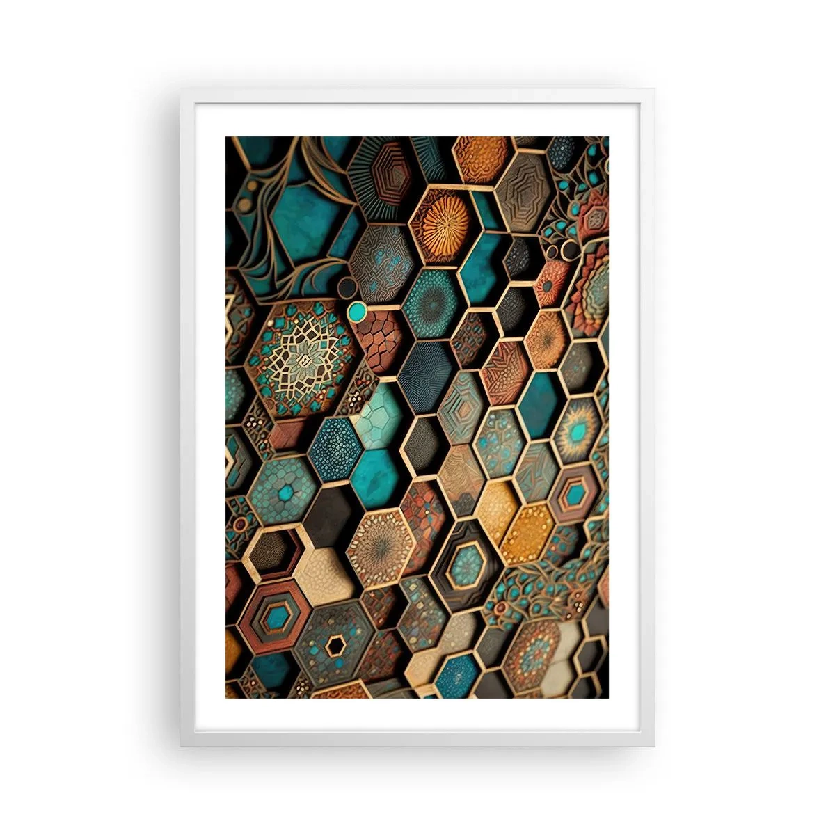 Plakat i hvid ramme - Arabiske ornamenter - en variation - 50x70 cm
