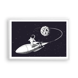 Plakat i hvid ramme - Space surfer - 91x61 cm