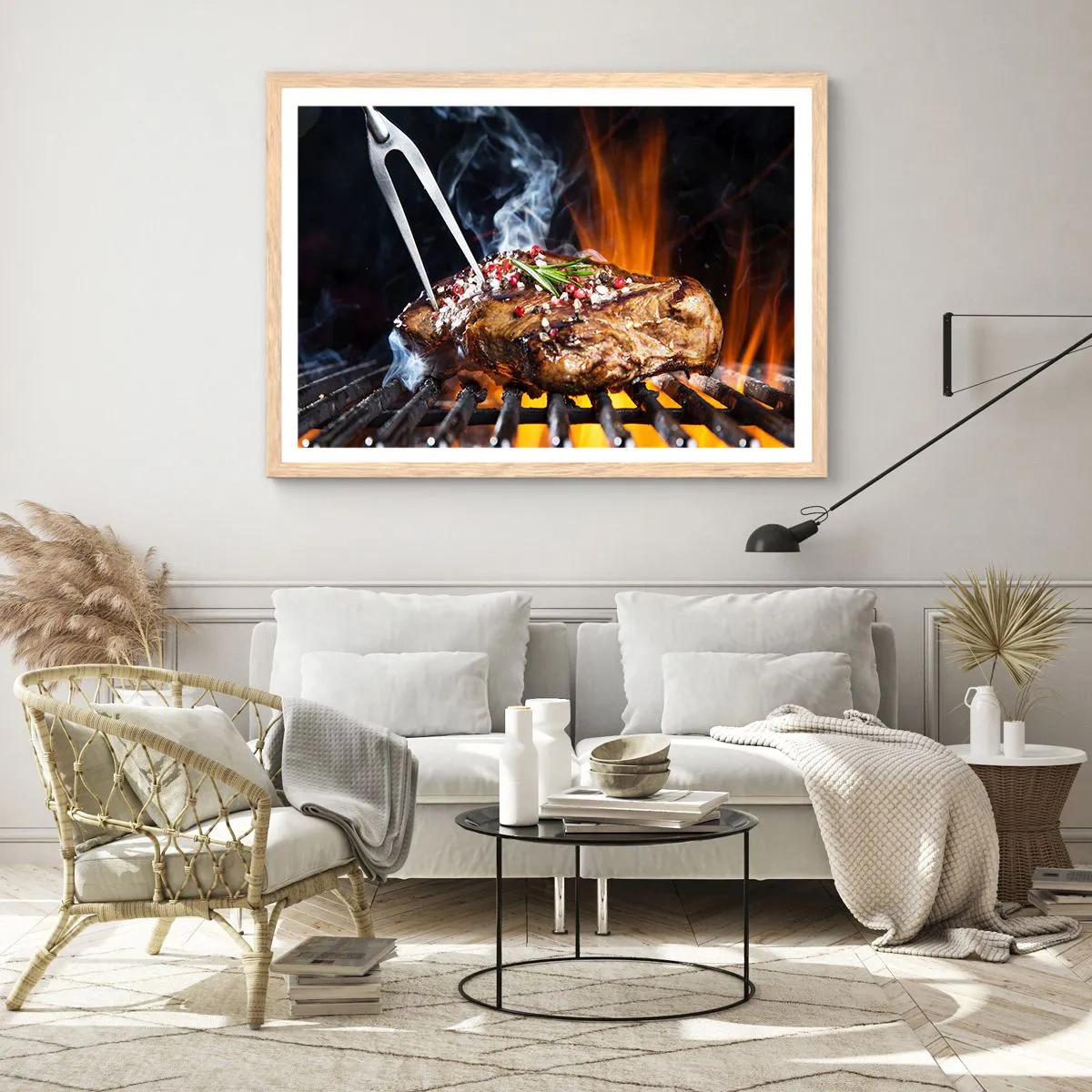 Plakat i ramme af lyst egetræ - Saftig og velduftende - 70x50 cm