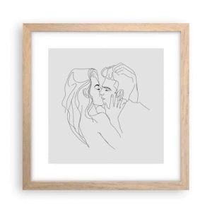 Plakat i ramme af lyst egetræ - I samme linje - 30x30 cm