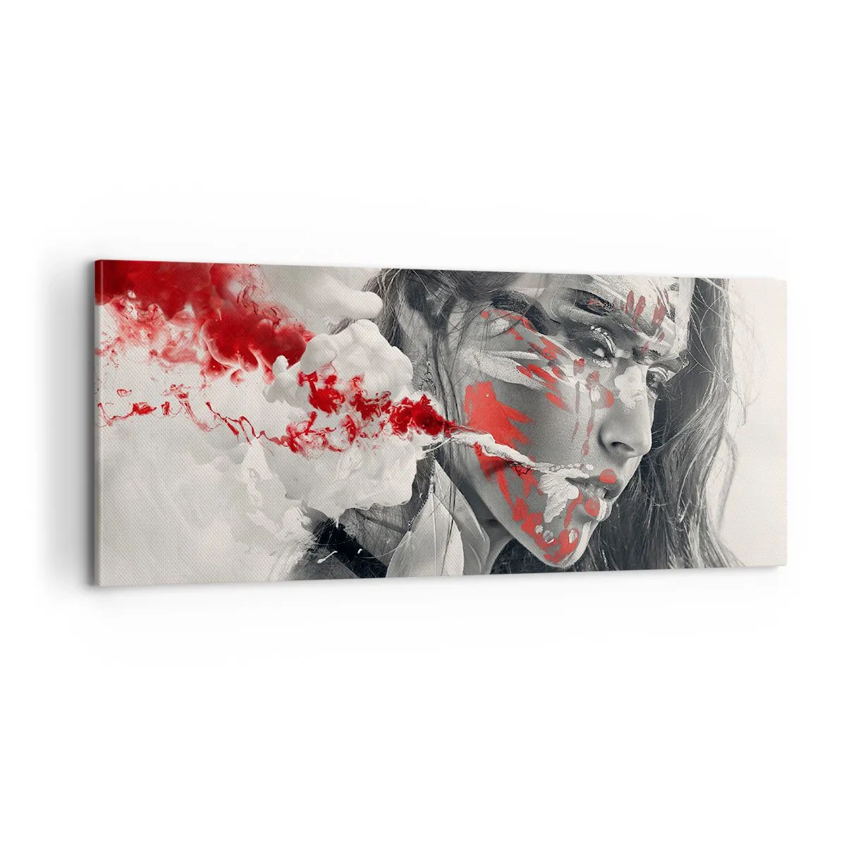 Lærredstryk - Billede på lærred - I det absurdes damp - 100x40 cm