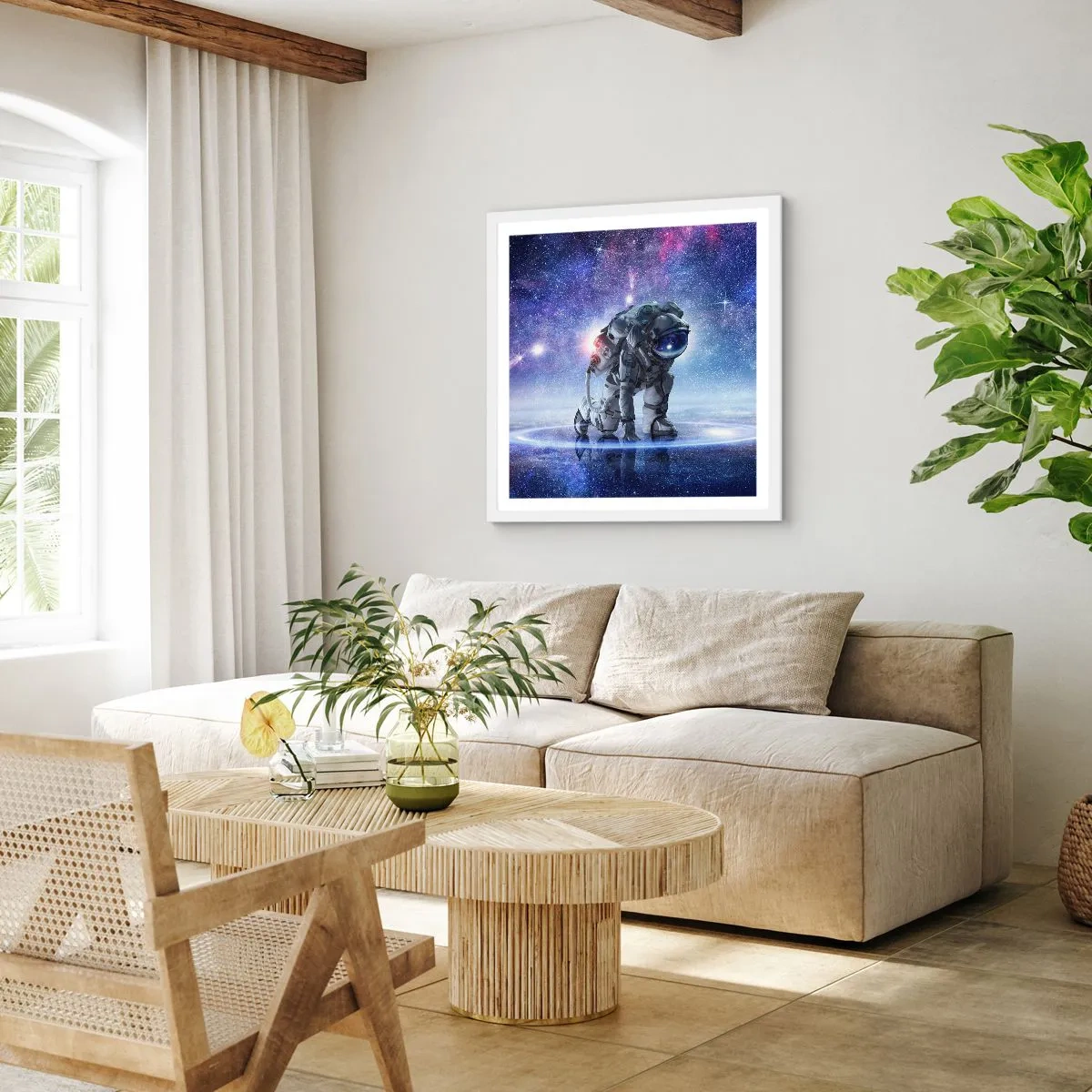 Plakat i hvid ramme - Den stjerneklare himmel over mig - 60x60 cm