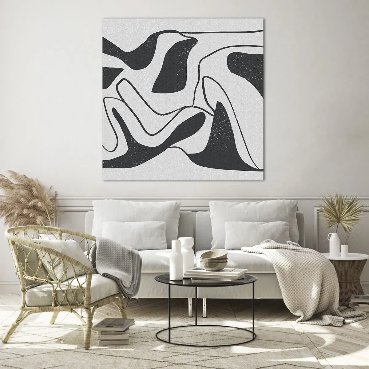 Billede på glas - Abstrakt leg i en labyrint - 70x70 cm