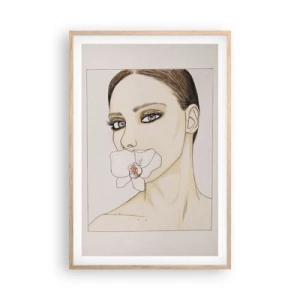 Plakat i ramme af lyst egetræ - Et symbol på elegance og skønhed - 61x91 cm