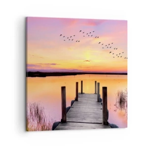 Lærredstryk - Billede på lærred - Violet stille daggry - 50x50 cm