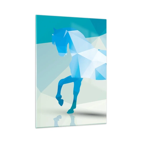 Billede på glas - Geometrisk hest i turkis - 50x70 cm
