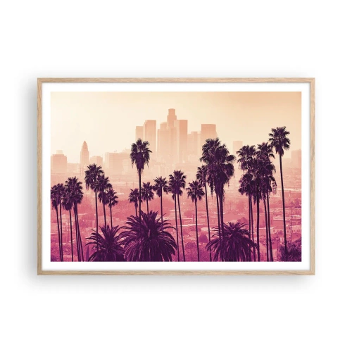 Plakat i ramme af lyst egetræ - Landskab i Californien - 100x70 cm
