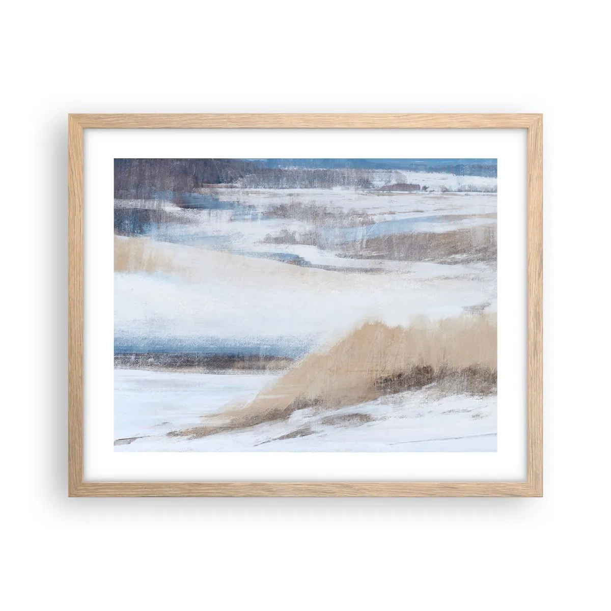 Plakat i ramme af lyst egetræ - Vinterkomposition - 50x40 cm
