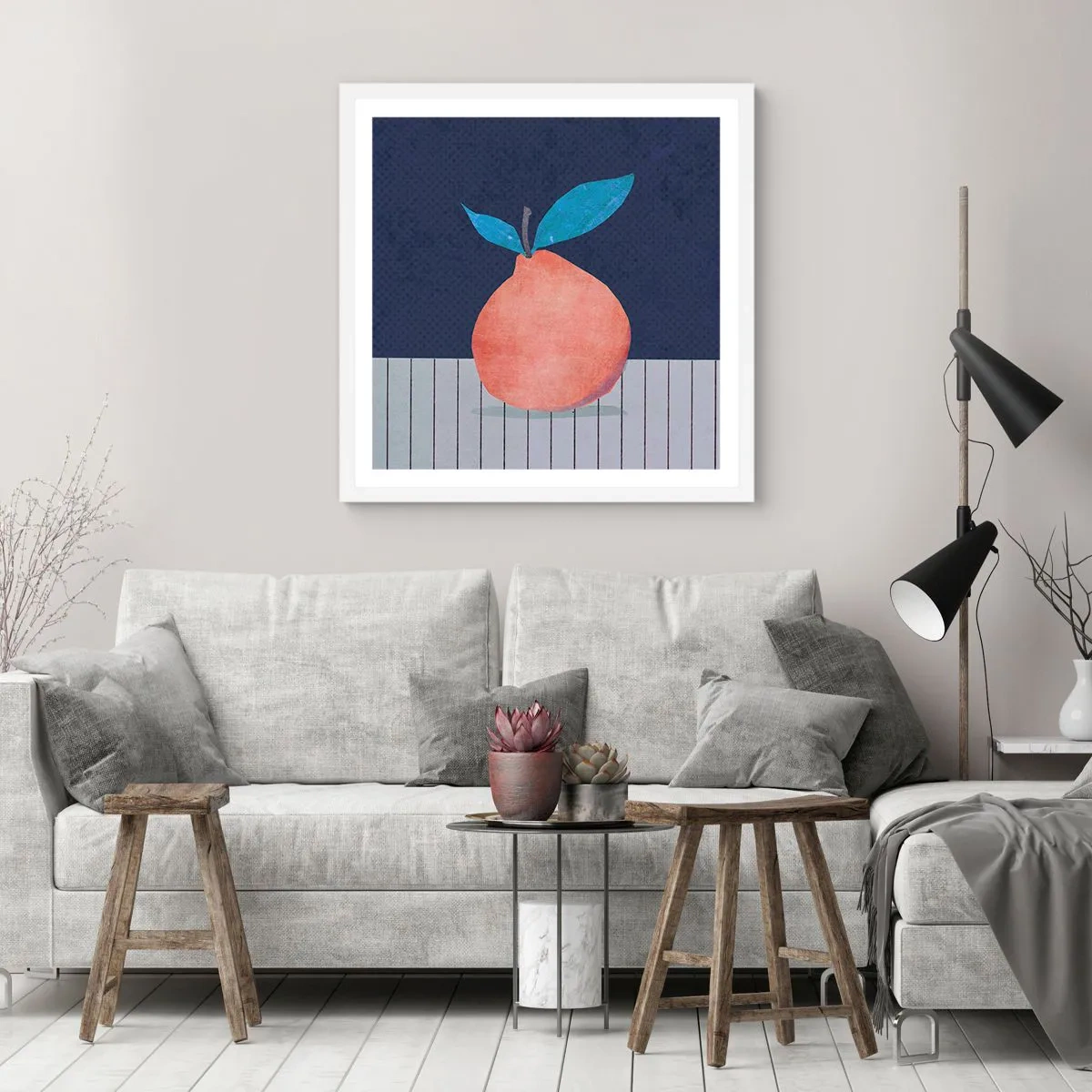 Plakat i hvid ramme - Konveksitet og plan - 50x50 cm