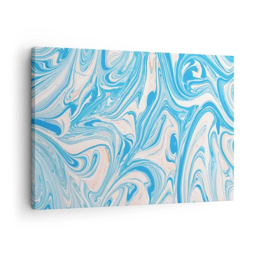 Lærredstryk - Billede på lærred - Abstrakte blå og hvide marmorhvirvler - 70x50cm - Marsk i turkis - Moderne vægdekoration til stue og soveværelse ARTTOR