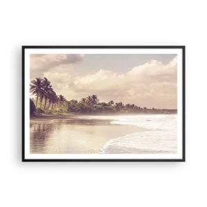 Plakat i sort ramme - Kærtegner bølgerne - 100x70 cm