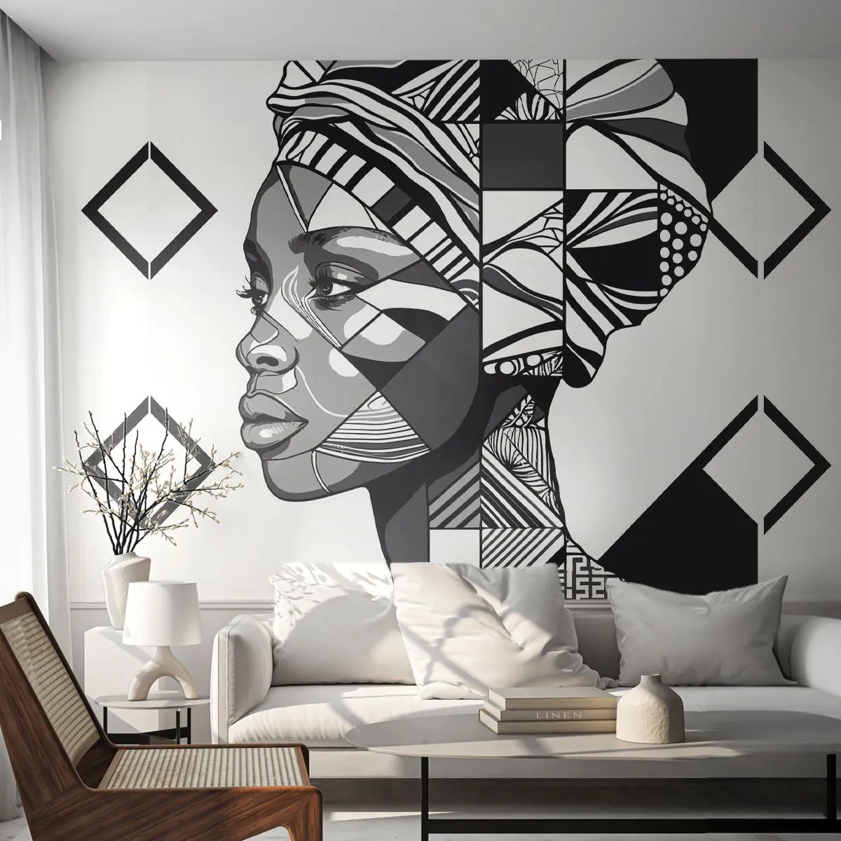 Fototapet Premium Canvas - Etnisk portræt - Portræt, afro amerikaner, Turban - 250x175 cm