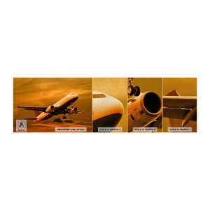Prøve Fototapet Premium Canvas - Flugten ind i solen - Fly, Rejse, Solnedgang - 100x30 cm