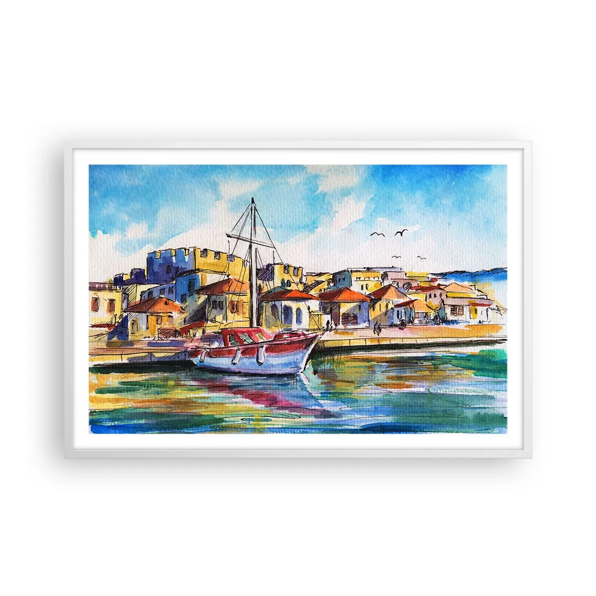 Plakat i hvid ramme - Regnbue eftermiddag - 91x61 cm