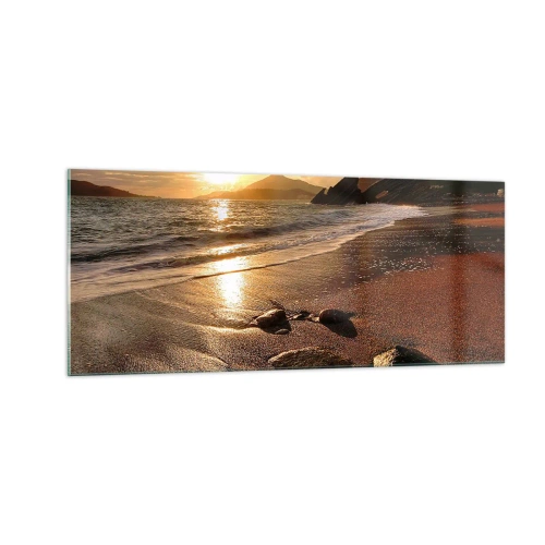 Billede på glas - Følg solen til bjergene - 100x40 cm