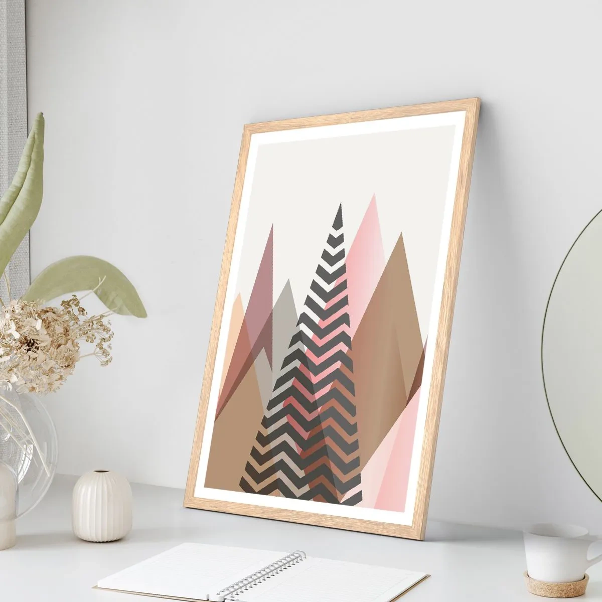 Plakat i ramme af lyst egetræ - Pyramide udsigt - 70x100 cm