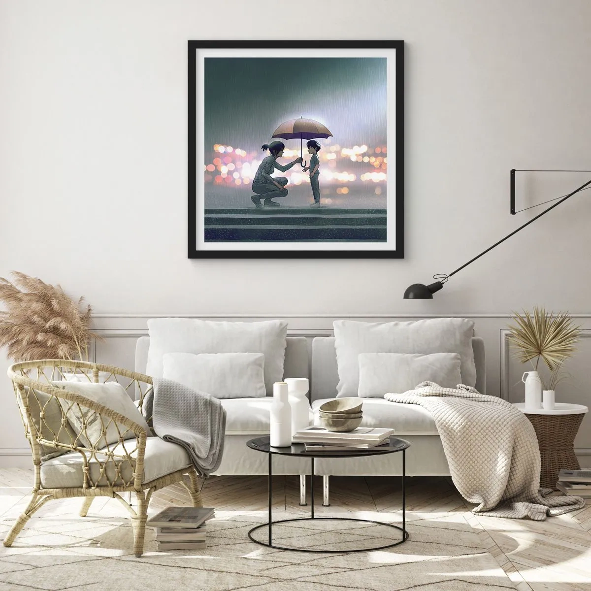 Plakat i sort ramme - Og alt er godt nu - 40x40 cm
