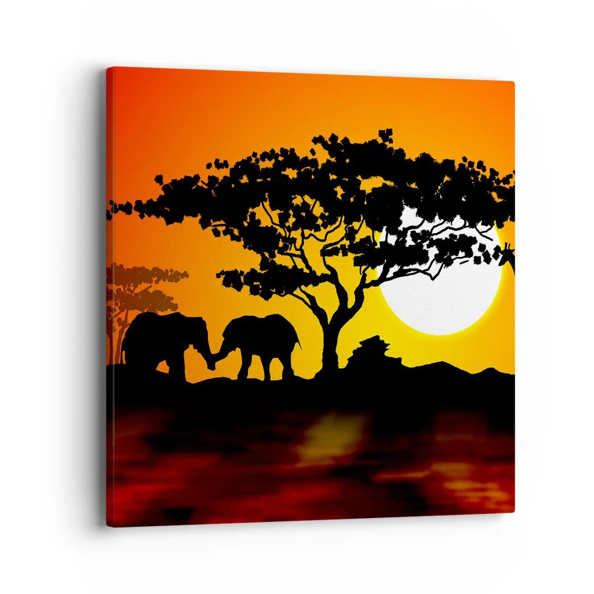 Lærredstryk - Billede på lærred - Møde på savannen - 40x40 cm