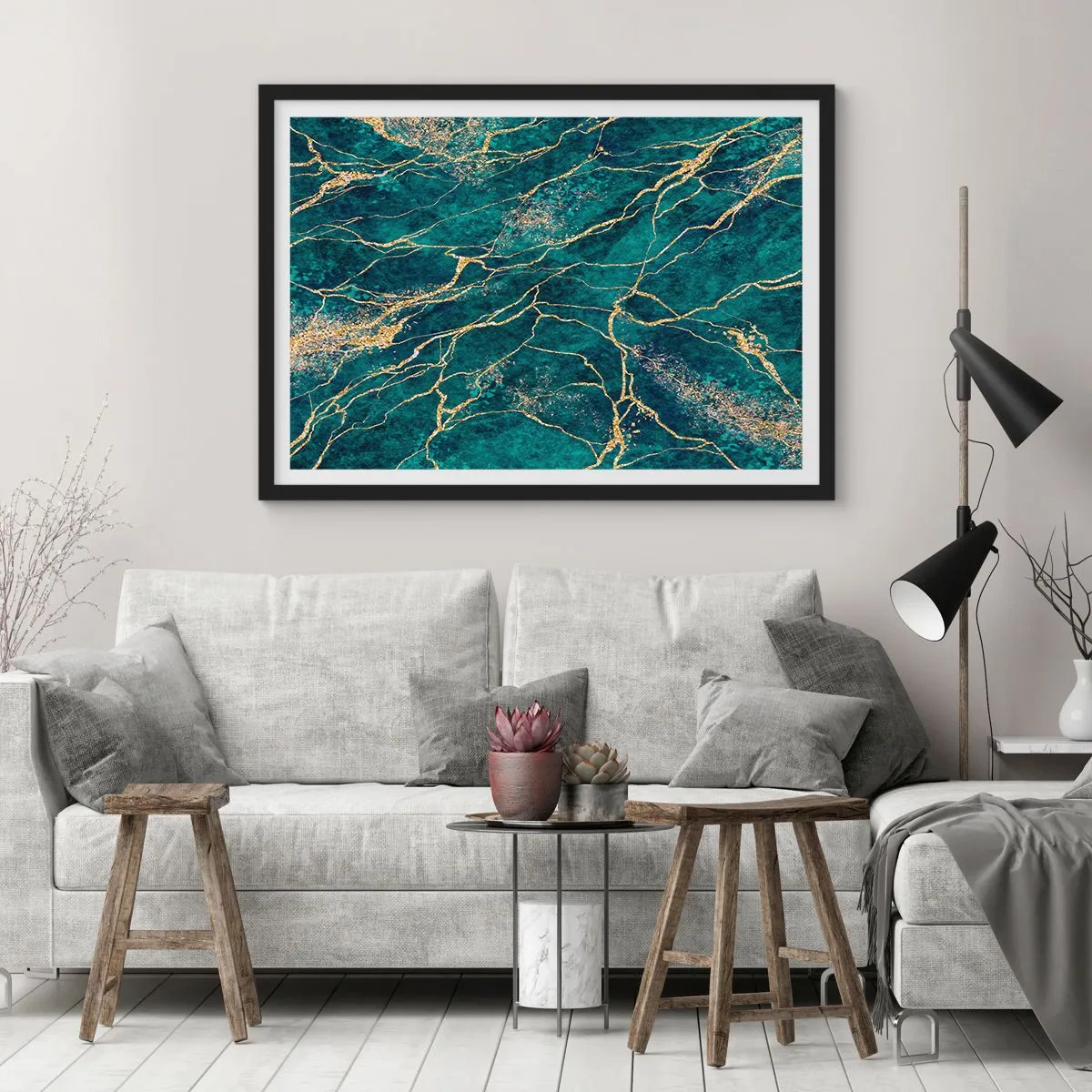 Plakat i sort ramme - Guldåre - 100x70 cm