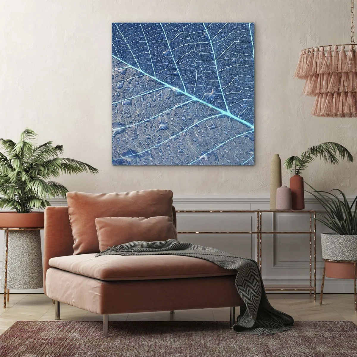 Lærredstryk - Billede på lærred - Livet i det blå - 70x70 cm