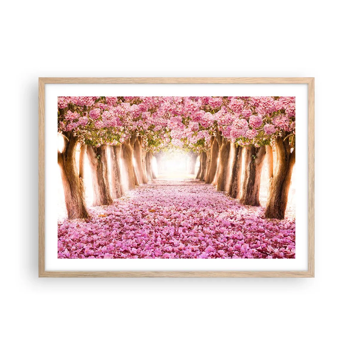 Plakat i ramme af lyst egetræ - Vejen til paradis - 70x50 cm