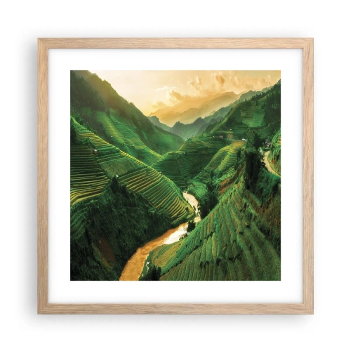 Plakat i ramme af lyst egetræ - Vietnamesisk dal - 40x40 cm