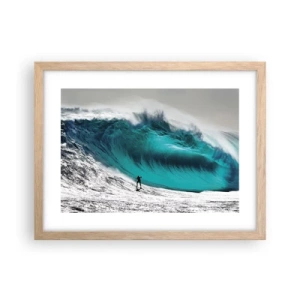 Plakat i ramme af lyst egetræ - Udfordring accepteret - 40x30 cm