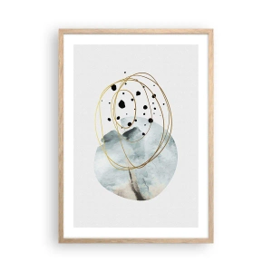 Plakat i ramme af lyst egetræ - I rummets favntag - 50x70 cm