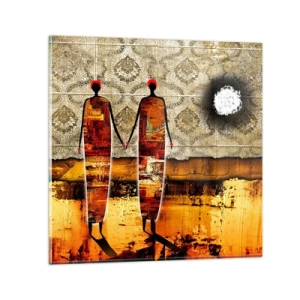 Billede på glas - Etnisk sammensætning i farverne i Afrika - 70x70 cm