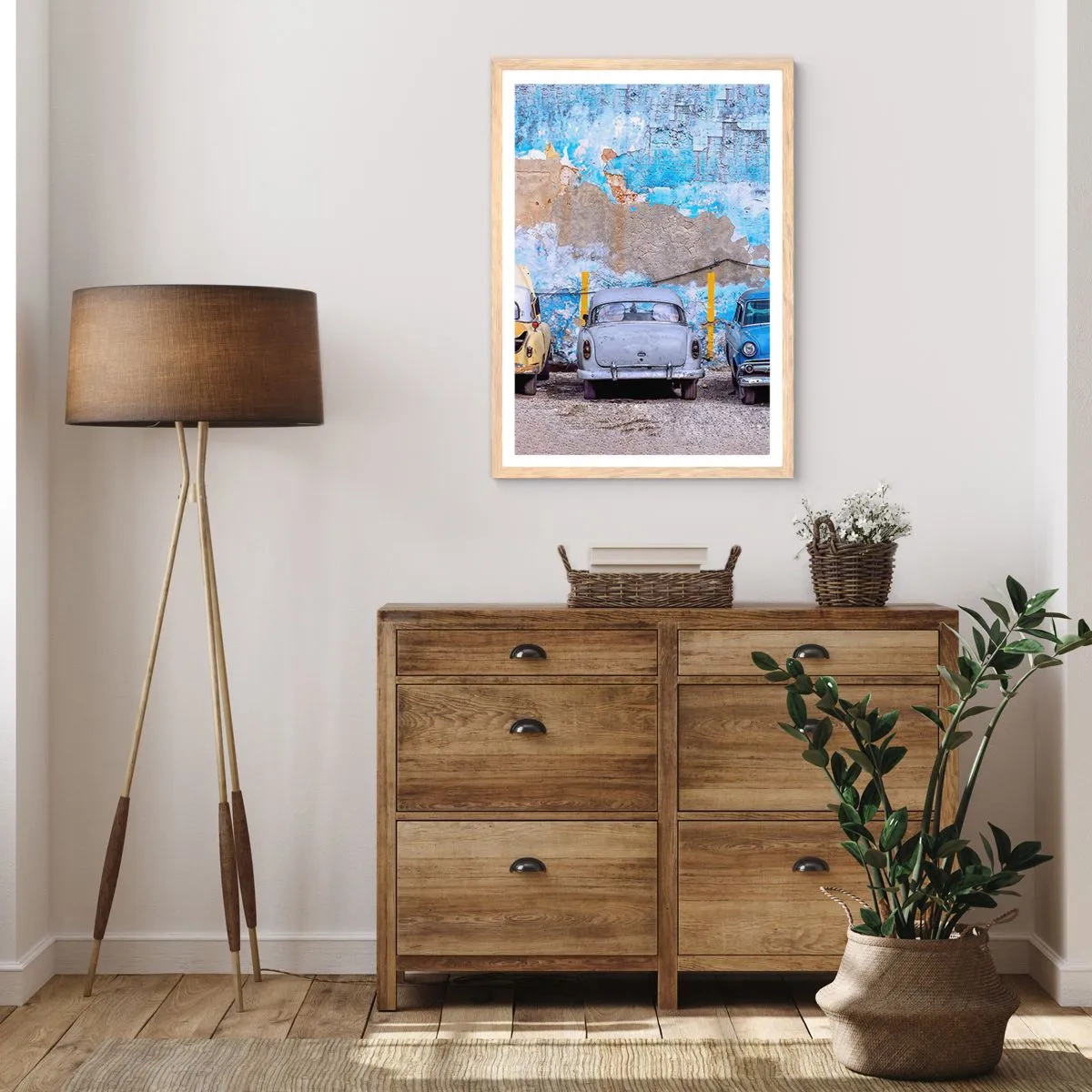 Plakat i ramme af lyst egetræ - Møde for veteraner - 30x40 cm