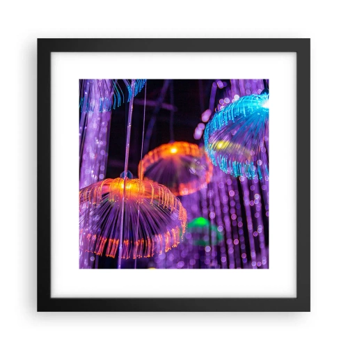 Plakat i sort ramme - Lysende springvand - 30x30 cm