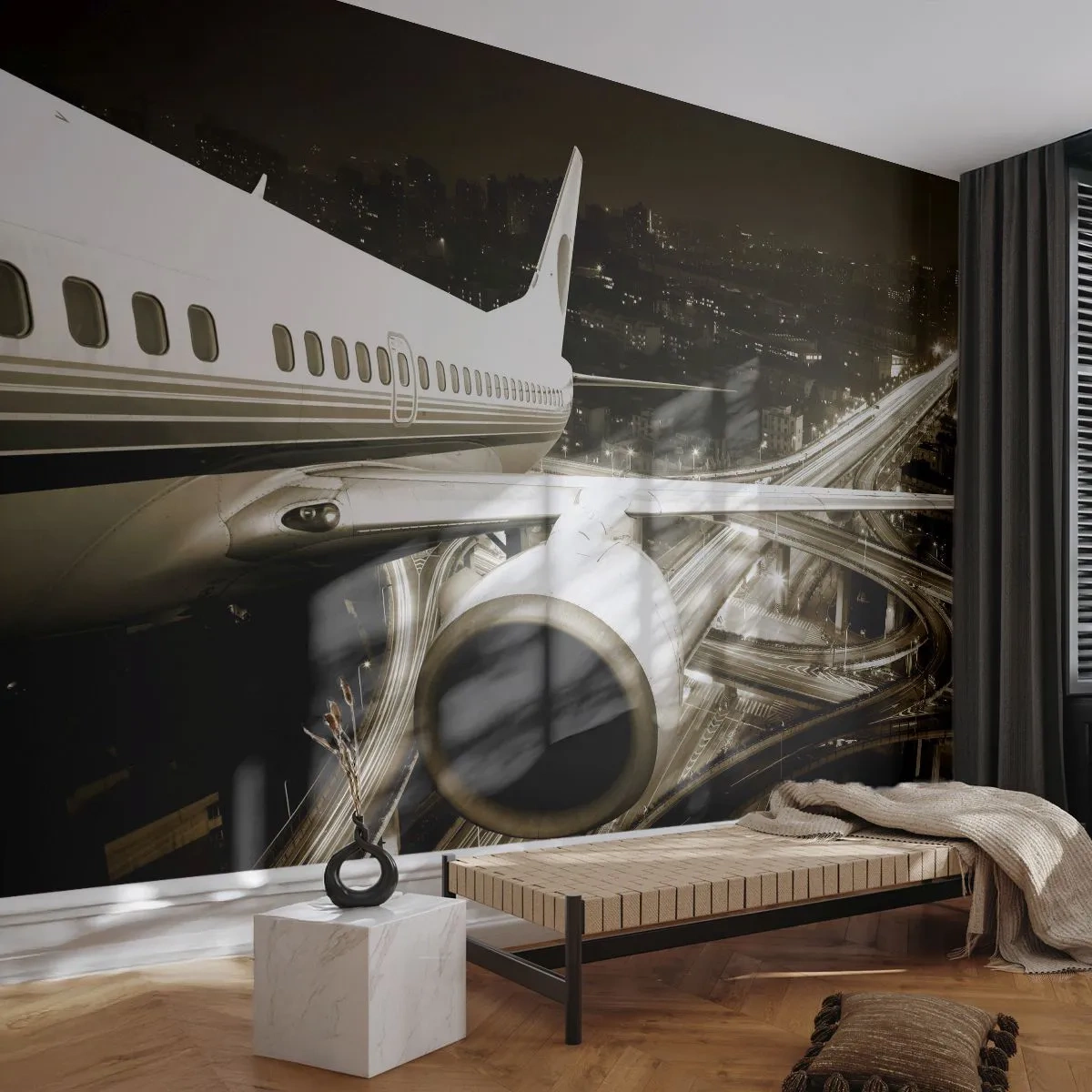 Fototapet Standard Eco - Stiger ind i natten - Fly, By, Automotive - 400x280 cm