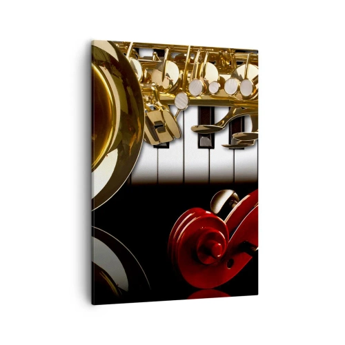 Lærredstryk - Billede på lærred - Metalplader, træ og elfenben - 50x70 cm