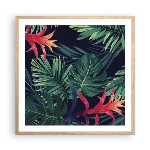 Plakat i ramme af lyst egetræ - Brænd i grønt - 60x60 cm