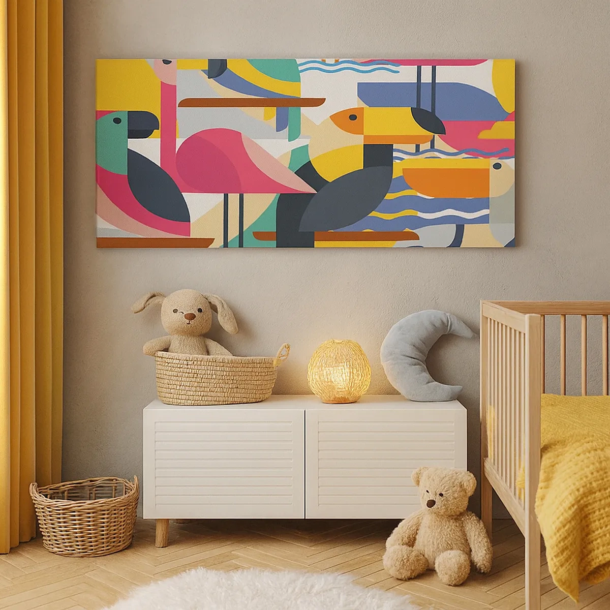 Lærredstryk - Billede på lærred - Fuglefest - 30x30 cm