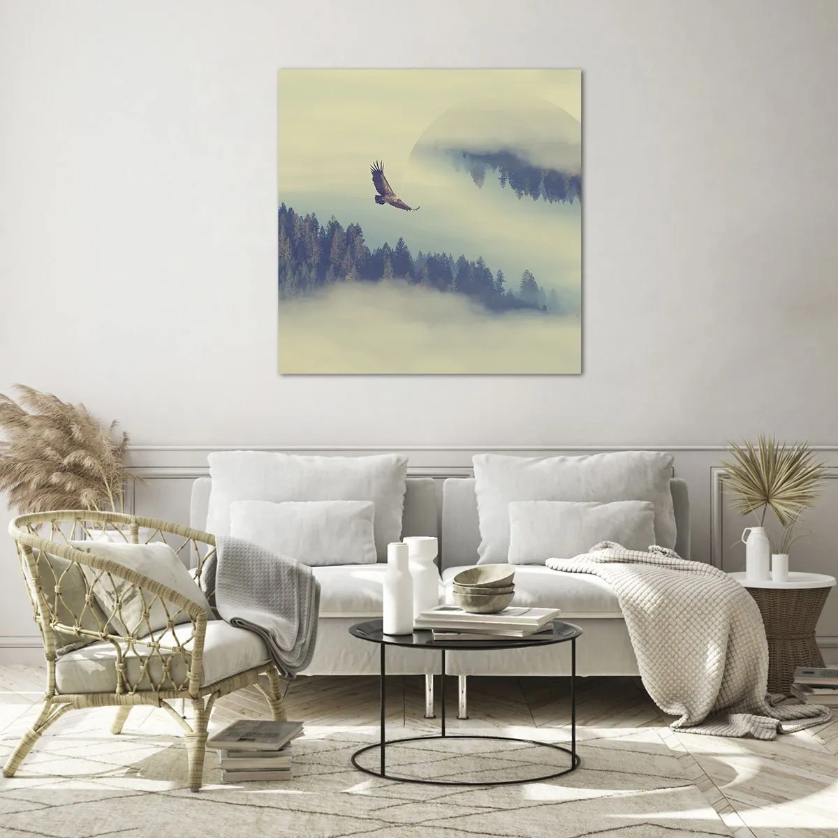 Billede på glas - Jeg så en ørnes skygge - 70x70 cm