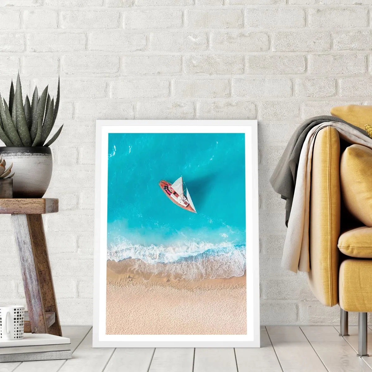 Plakat i hvid ramme - På grænsen mellem blå og guld - 40x50 cm