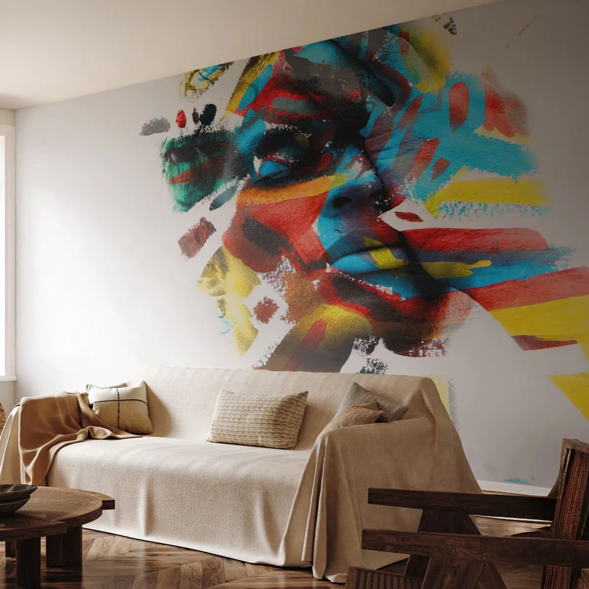 Fototapet Premium Canvas - Farverig personlighed - Abstraktion, Stykke, Grafik - 250x175 cm