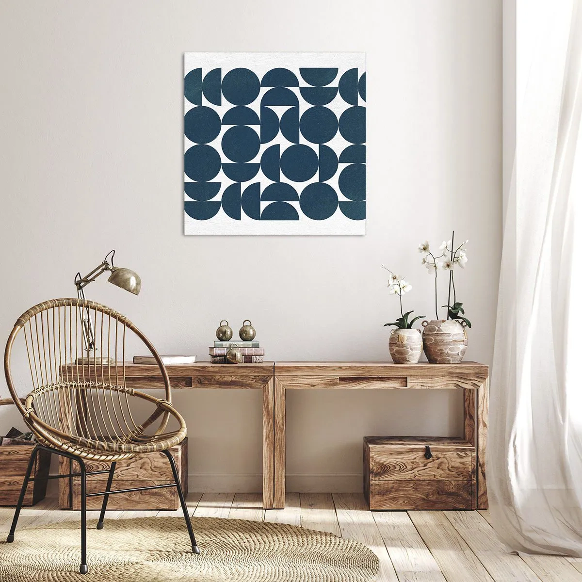 Lærredstryk - Billede på lærred - Cirkler og halvcirkler - 60x60 cm