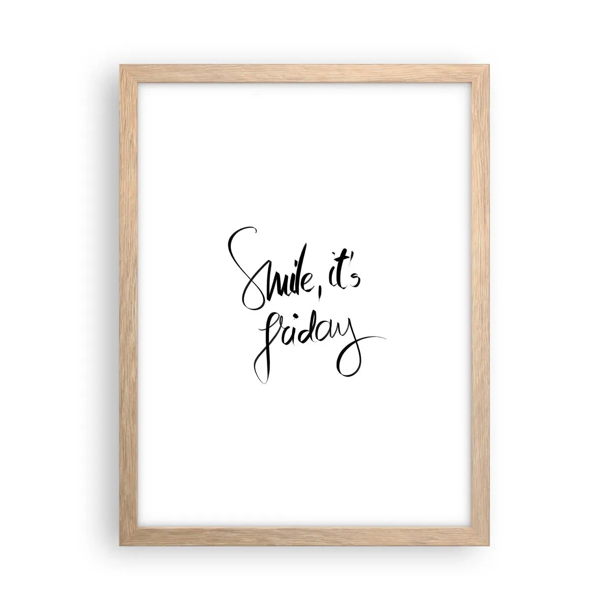 Plakat i ramme af lyst egetræ - Ægte glæde - 30x40 cm